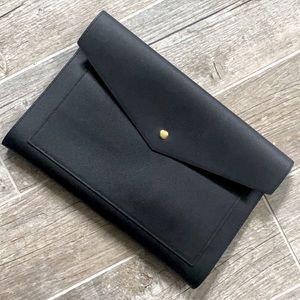 The Megan Vegan Leather Black Portfolio Clutch